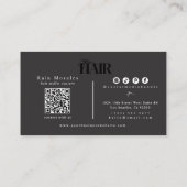 Chic Black/White Scheren Friseurstylle Minimalisti Visitenkarte (Rückseite)