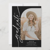 Chic Black & White Script Arch Abschluss Foto Ankündigung (Vorderseite)
