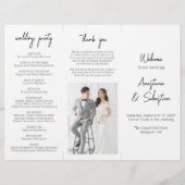 Chic Black & White Script Dreifach-Hochzeitsprogra Flyer (Vorne)
