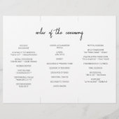 Chic Black & White Script Dreifach-Hochzeitsprogra Flyer (Hinten)
