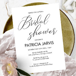 Chic Black & White Script Letters Brautparty Einladung