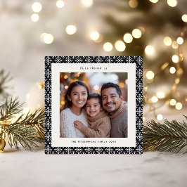 Chic Black & White Snowflake Foto Weihnachtskarte Karte