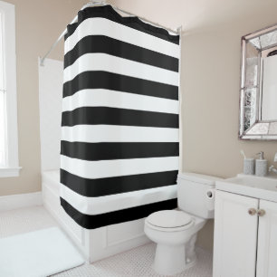 Chic Black & White Streifen Duschvorhang