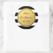 Chic Black & White Streifen Gold Foil Aufkleber (Tasche)