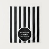 Chic Black & White Stripes Business Name Event Wandteppich (Vorderseite)