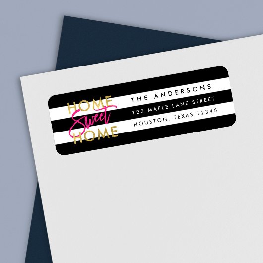 Chic Black & White Stripes Gold Zuhause Sweet Zuha