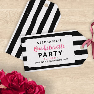 Chic Black & White Stripes Junggeselinnen-Abschied Geschenkanhänger