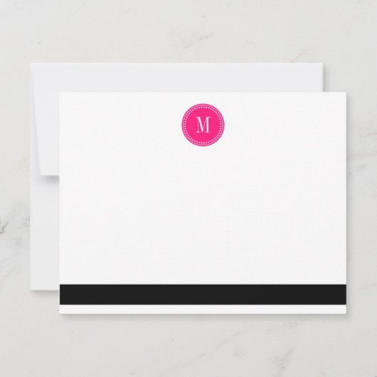 Chic Black & White Stripes Personalisiert Monogram Einladung (Rückseite)