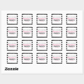 Chic Black & White Stripes Pink Engagement Party Quadratischer Aufkleber (Blatt)