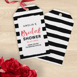Chic Black & White Stripes Rotes Brautparty Geschenkanhänger