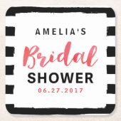 Chic Black & White Stripes Rotes Brautparty Rechteckiger Pappuntersetzer (Vorderseite)