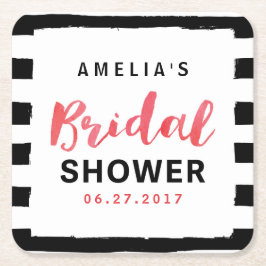 Chic Black & White Stripes Rotes Brautparty Rechteckiger Pappuntersetzer