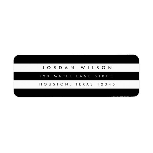 Chic Black & White Stripes Rücksendeadresse (Vorne)