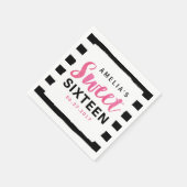 Chic Black & White Stripes Sweet 16 Geburtstag Serviette (Ecke)