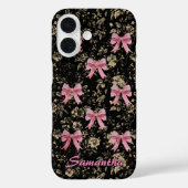 Chic black white toile pink coquette bows monogram Case-Mate iPhone hülle (Rückseite)