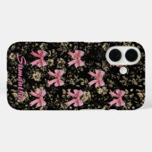 Chic black white toile pink coquette bows monogram Case-Mate iPhone hülle (Rückseite (Horizontal))
