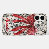 Chic black white toile red coquette bow monogram Case-Mate iPhone hülle (Rückseite (Horizontal))