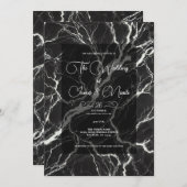 Chic Black & White Trendy Marble Glam Wedding Einladung (Vorne/Hinten)