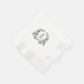 Chic Black & White Wappen Monogram Wedkin Napkin Serviette (Ecke)