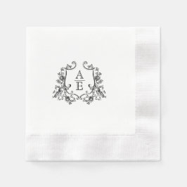 Chic Black & White Wappen Monogram Wedkin Napkin Serviette