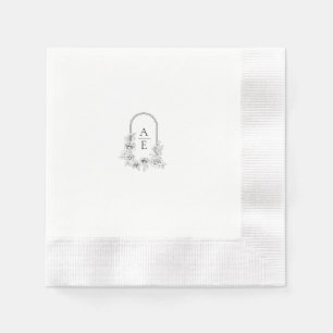 Chic Black & White Wappen Monogram Wedkin Napkin Serviette