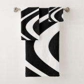 Chic Black & White Wavy Stripe Zebra Mode Badhandtuch Set (Insitu)