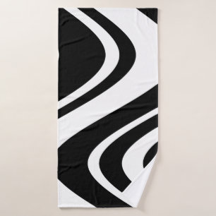 Chic Black & White Wavy Stripe Zebra Mode Badhandtuch Set