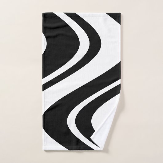 Chic Black & White Wavy Stripe Zebra Mode Badhandtuch Set (Handtuch)