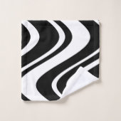 Chic Black & White Wavy Stripe Zebra Mode Badhandtuch Set (Waschlappen)