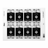 Chic Black & White Wedding Mini Wine Labels (Vorne)