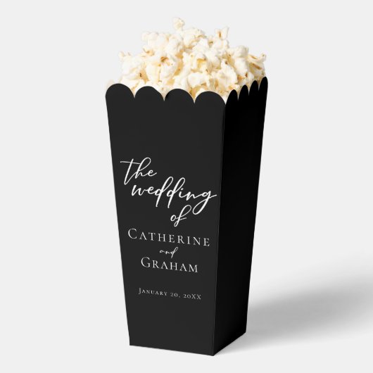 Chic Black White Wedding Personalized Popcorn Geschenkschachtel (Geplatzt)