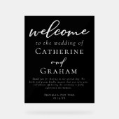 Chic Black Willkommen bei unserer Hochzeit Minimal Acrylschild (Vorderseite)