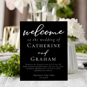 Chic Black Willkommen bei unserer Hochzeit Minimal Acrylschild