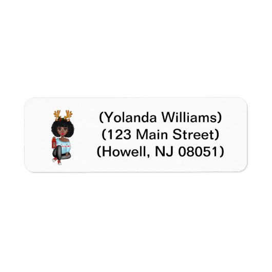 Chic Black Woman Custom Christmas Address Label (Vorne)