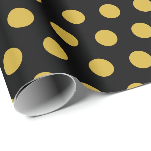 Chic Black Wrapping Paper mit Metallic Gold Dot Geschenkpapier (Rolleneckpunkt)