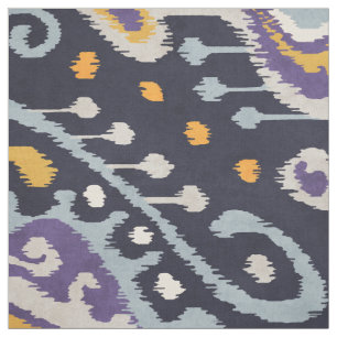 Chic black yellow lila ikat tribal pattern stoff