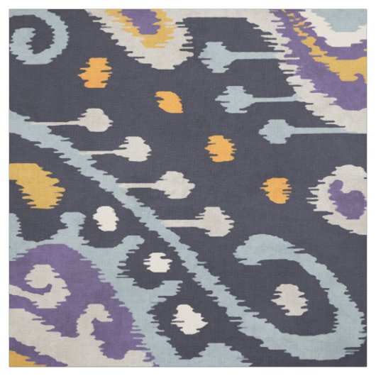 Chic black yellow lila ikat tribal pattern stoff (Muster)