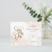 Chic Blätter 50 Jahre Save the Date Ankündigungspostkarte (Stehend Vorderseite)