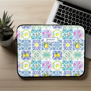 Chic Blau Amalfi-Küste Mittelmeer Sizilianische Fl Laptopschutzhülle