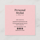 Chic blau florale Aquarell elegant pink modern Quadratische Visitenkarte (Rückseite)