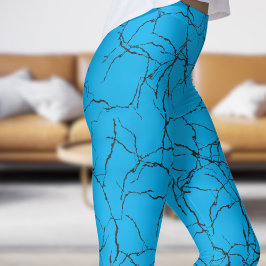Chic Blau-Schwarz-Frakturmuster Leggings