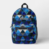 Chic blau türkis grau geometrisch bedruckter rucksack (Vorderseite)