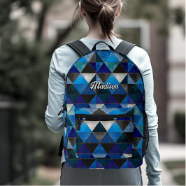 Chic blau türkis grau geometrisch bedruckter rucksack