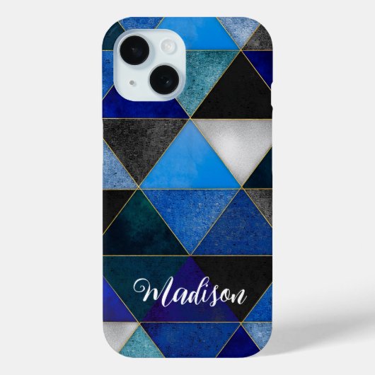 Chic blau türkis grau geometrisch Case-Mate iPhone hülle (Rückseite)