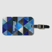 Chic blau türkis grau geometrisch gepäckanhänger (Vorderseite (Horizontal))