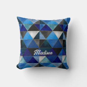 Chic blau türkis grau geometrisch kissen