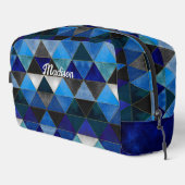 Chic blau türkis grau geometrisch waschbeutel (Rechte Ecke)