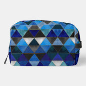 Chic blau türkis grau geometrisch waschbeutel (Rückseite)