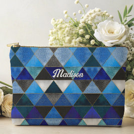 Chic blau türkis grau geometrisch zubehörtasche