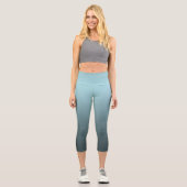 Chic Blau und schwarz Shade Ombre Soft Gradient Capri Leggings (Vorderseite)